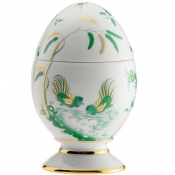 Ginori Oro Di Doccia Green Oggetti Egg w/ Cover - 8.25"